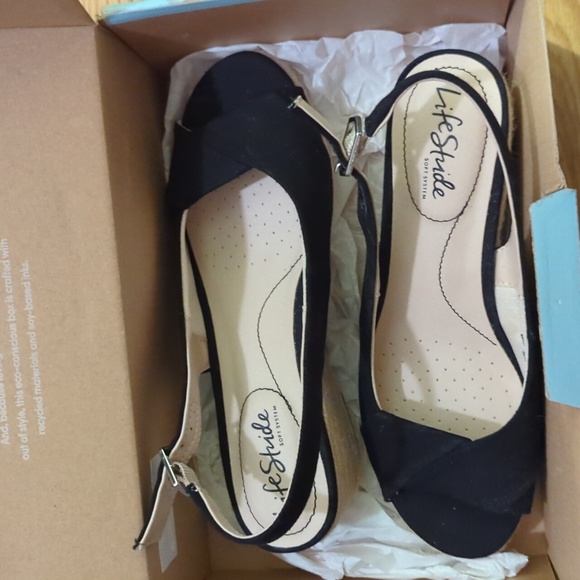 LIFE STRIDE NIB Socialite black wedge sandal 7 - Picture 5 of 9